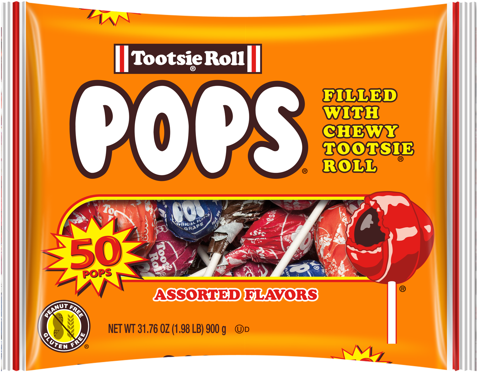 Tootsie Pops Assorted Flavors Candy, 32 Oz, 50 Ct - Tootsie Roll Pops ...