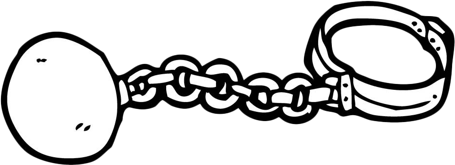 Clip Art Black And White Stock Ball And Cartoon Clip - Ball And Chain Clipart White (1000x1000), Png Download