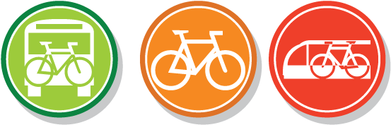 Bike And Ride Icons - Bus Train Bike (711x207), Png Download