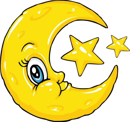 Kids Moon & Stars Bedroom Sticker - Clipart Of Moon And Stars (520x489), Png Download