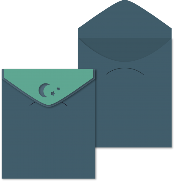 Box Card Envl Moon Stars - Wood (576x600), Png Download