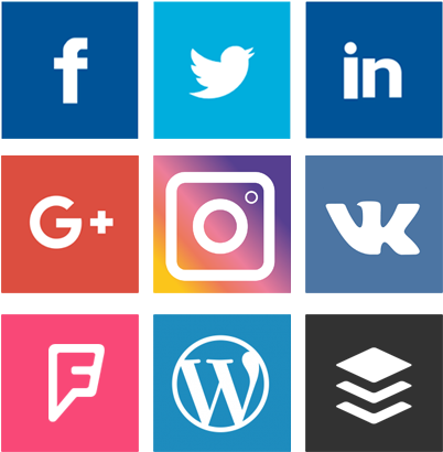 Social Media Login Buttons Png Clip Black And White - Wordpress Instagram Facebook Twitter (514x436), Png Download
