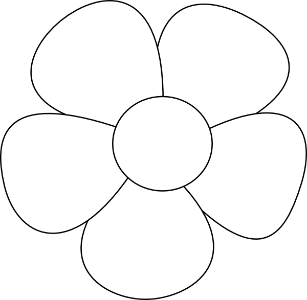 Free Black And White Sunflower Clipart Image - Five Petals Flower Drawing (600x587), Png Download