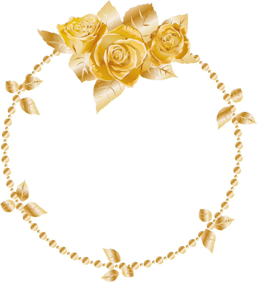 Rose Oses Wreath Gold Header Border Frame Decor Decorat - Hoa Hong Gold Vector (1024x1122), Png Download