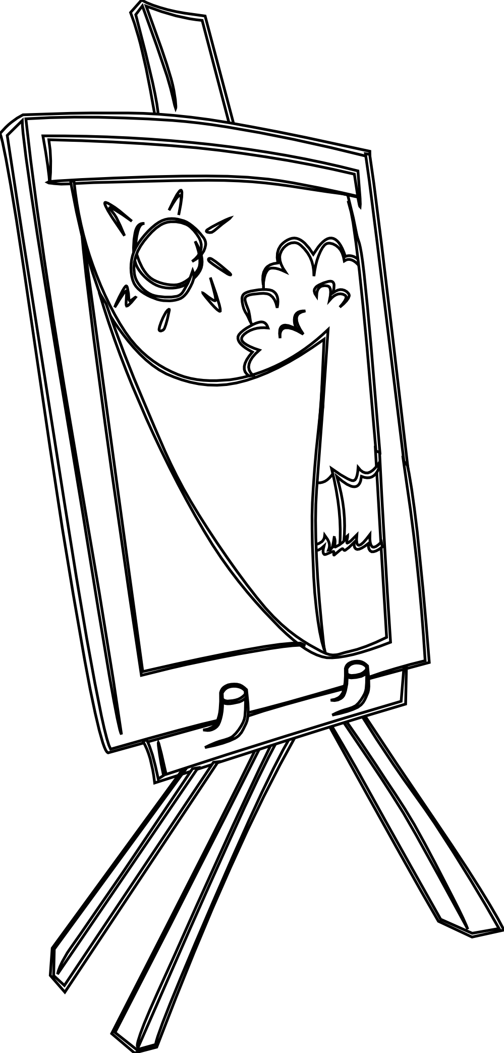 Drawing Easels White - Clipart Black And White Easel (555x1159), Png Download