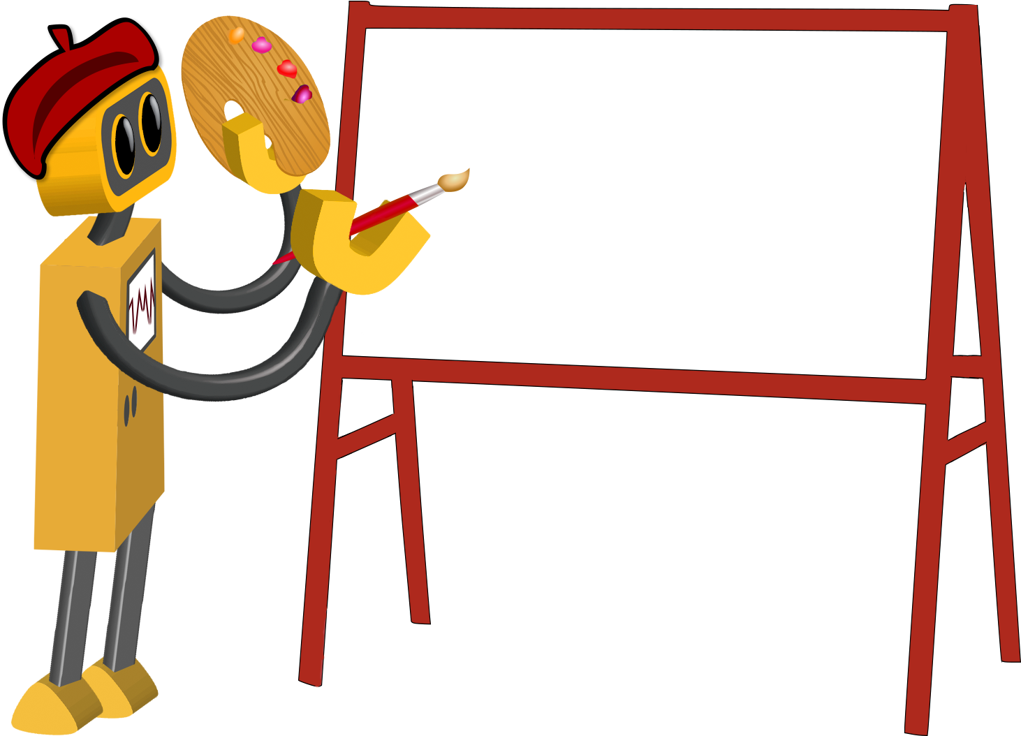 Artist Bot And White Easel - Painting (1510x1103), Png Download