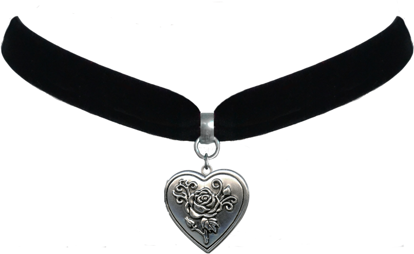 Image Free Download Retro Vintage Jewelry And Accessories - Heart Rose Locket Choker Necklace (890x1001), Png Download