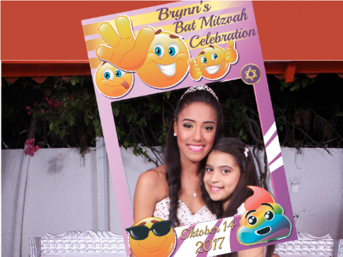 Large Custom Emoji Bat Mitzvah Photo Booth Prop Frame - Birthday (700x700), Png Download