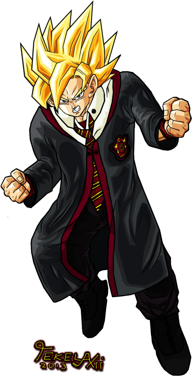 Goku Gryffindor By Tekelaxii-d5vasgr - Harry Potter Dragonball Z (1024x1365), Png Download