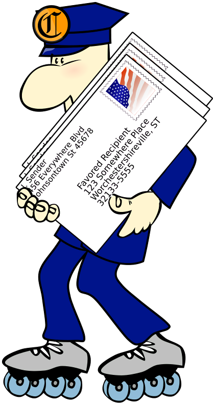 Mailman On Skates (488x800), Png Download