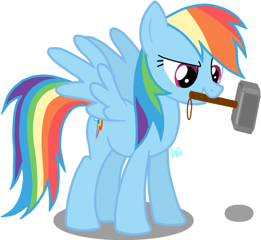 Hammer, Mjölnir, Rainbow Dash, Safe, Thor - Cartoon (934x856), Png Download