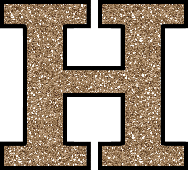 Glitter Without The Glue Free Digital Printable Alphabet - Gold Glitter Letter H (640x580), Png Download