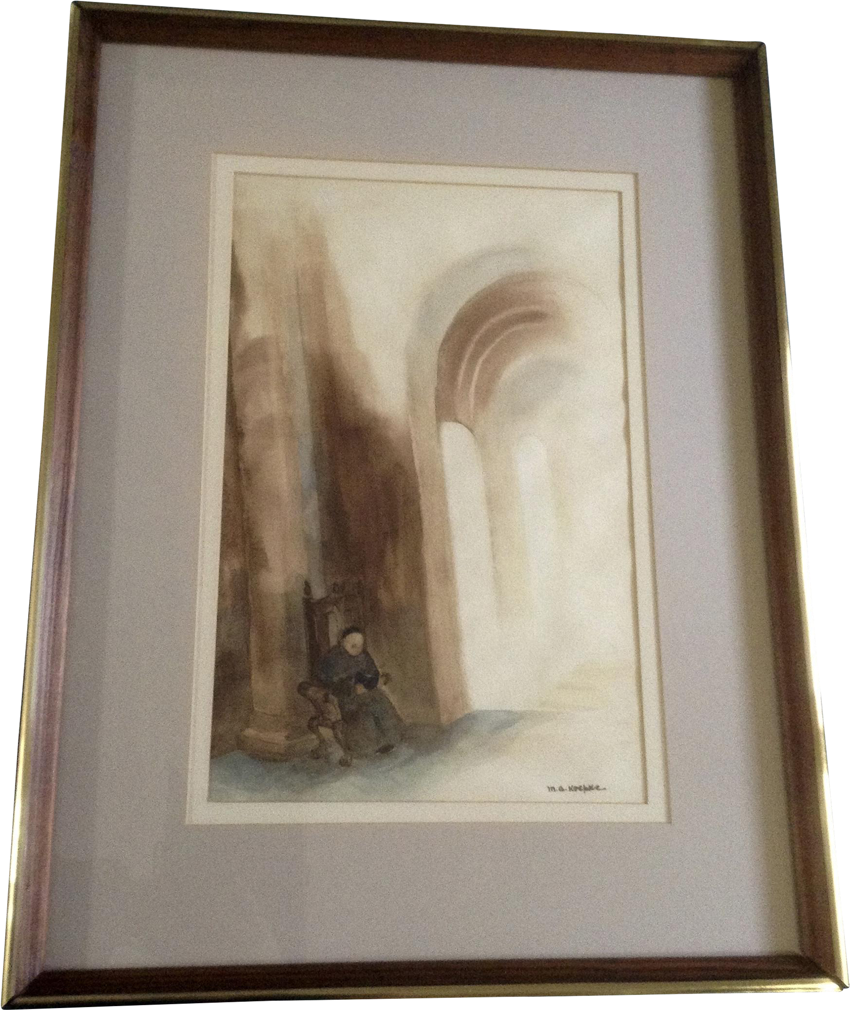 Koepke, Watercolor Painting, Monk Studying In The Halls - Watercolor Painting (2048x2048), Png Download