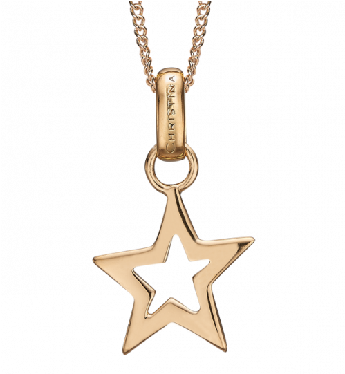 Star Pendant With 40 15cm Gold Plated Silver Chain - Christina Hanger 680-g09-55 (790x540), Png Download