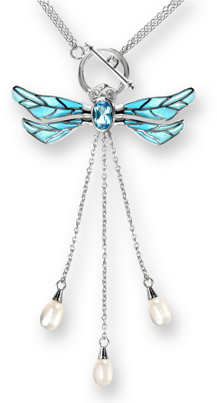 Nicole Barr Designs Sterling Silver Dragonfly Necklace-blue - Diamond Necklace With Transparent Background (800x800), Png Download