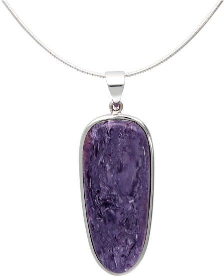 Charoite Sterling Silver Necklace - Pendant (650x650), Png Download