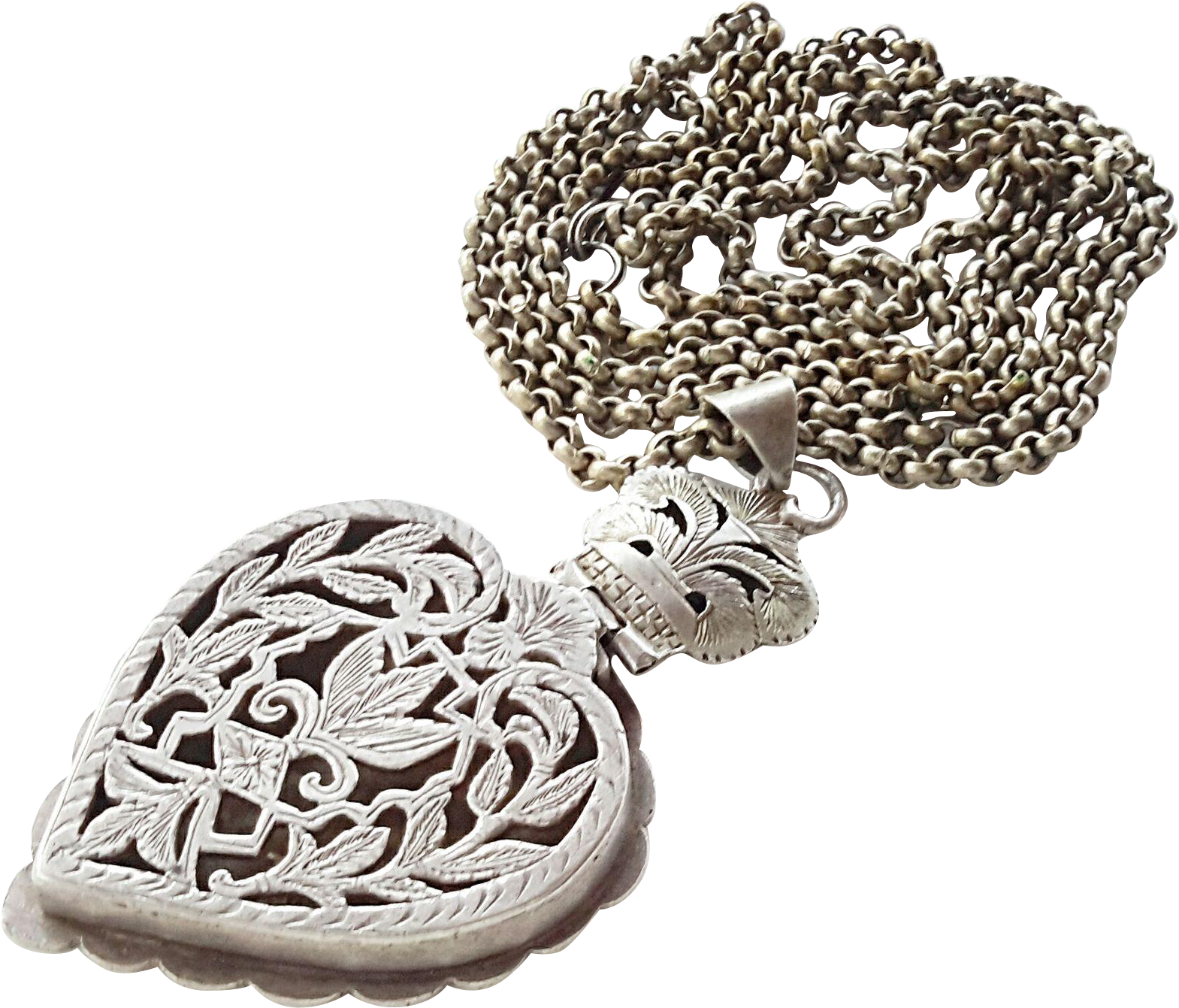 Vintage Yemen Silver Heart Shaped Pendant With Old - Pendant (1568x1568), Png Download