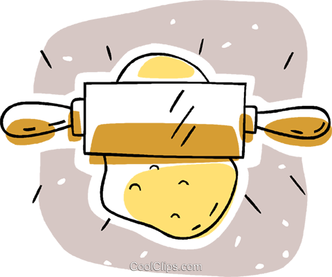 Rolling Pin With Dough Royalty Free Vector Clip Art - Rolo De Massa Vetor Png (480x400), Png Download