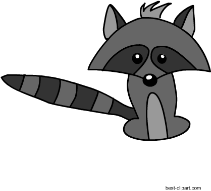 Raccoon, Free Woodland Animal Clipart - Woodland Theme Baby Showerblack And White (450x450), Png Download