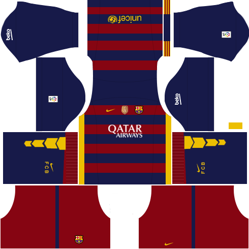 Kit Barcelona Dls16 Uniforme Casa 15 - Dream League Soccer 2018 Kits (490x490), Png Download