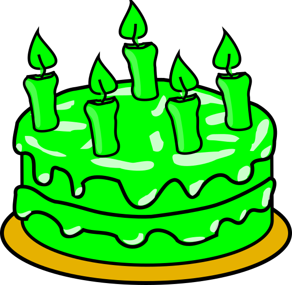 Green Cake Clip Art At Clker - Clipart Birthday Cake Transparent Background (600x585), Png Download