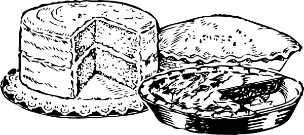 Pie Black And White Cakes And Pies Black White Clipart - International Dessert And Pastry Specialties (600x266), Png Download