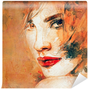 Woman Portrait - Poster: Ismagilova's Woman Portrait .abstract Watercolor (400x400), Png Download