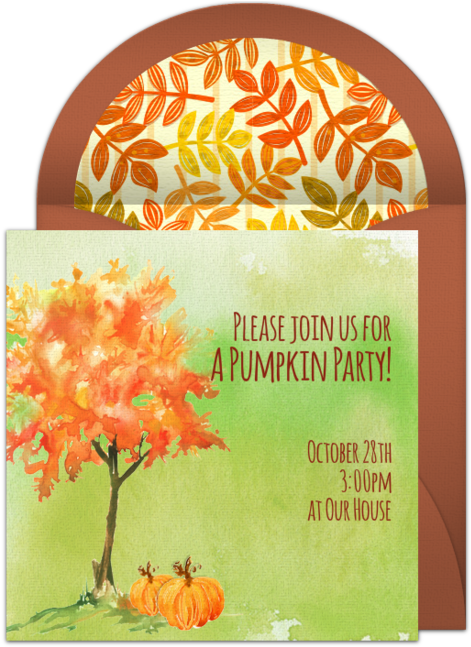 Watercolor Autumn Tree Online Invitation - Maple (650x650), Png Download