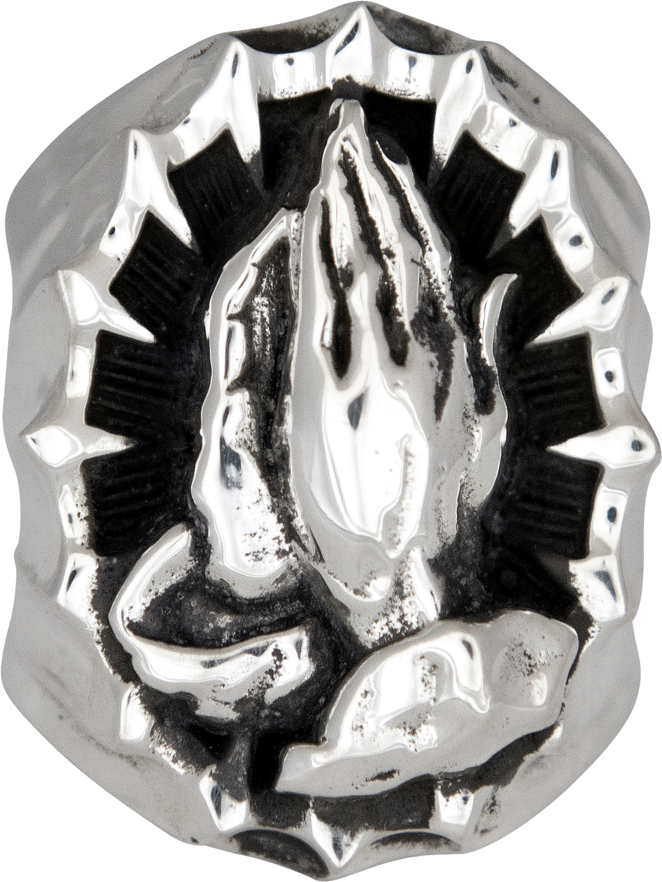 Se-12555 - Praying Hands Silver Men's Ring (1936x1900), Png Download