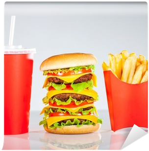Tasty Hamburger And French Fries Wall Mural • Pixers® - Overstuffed For You Als Ebook Von Cindy Johnson (400x400), Png Download