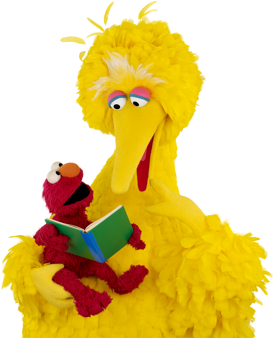 Elmo And Dad Reading Elmo Reading With His Dad, As - Big Bird Reading A Book (980x1200), Png Download