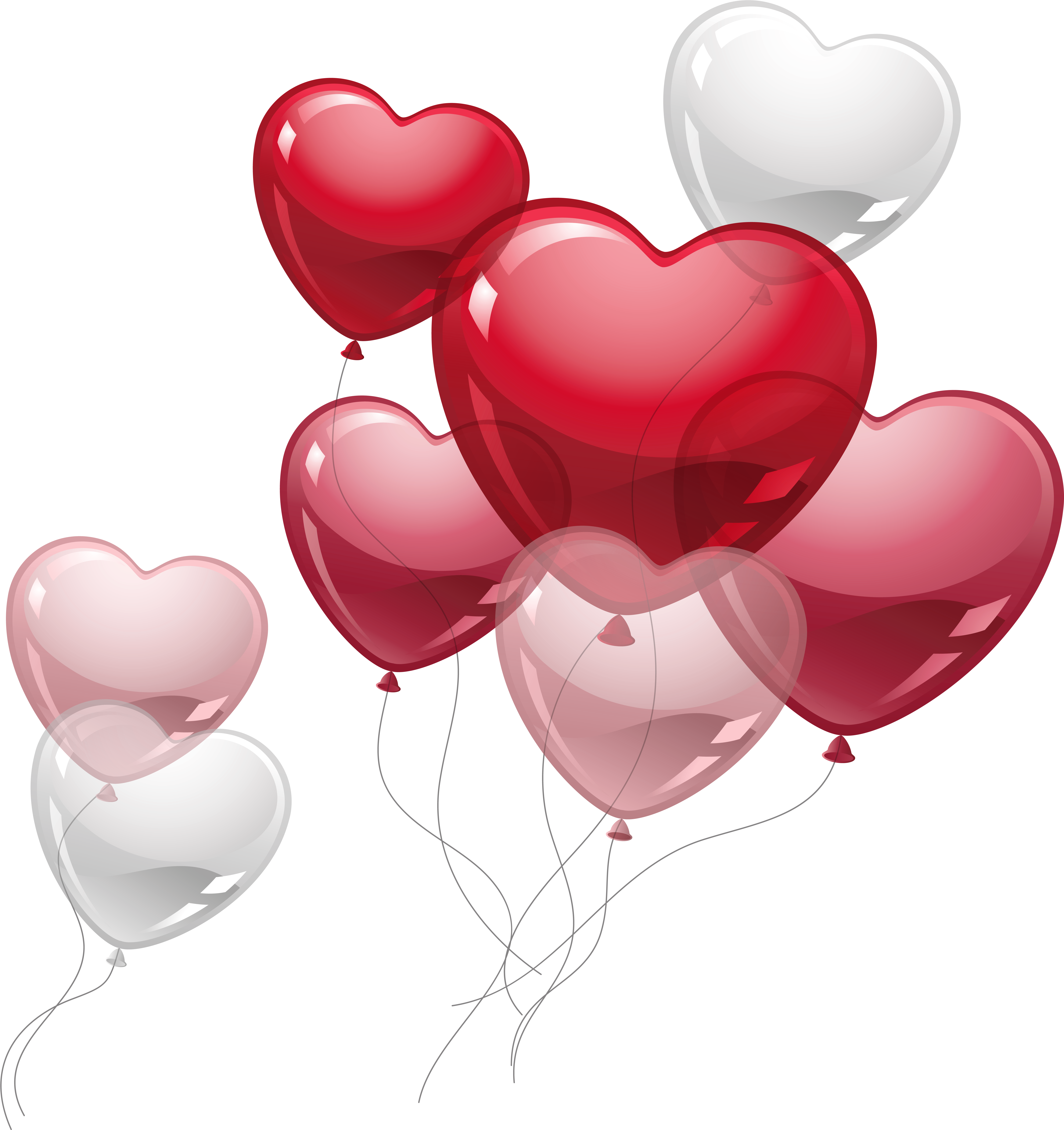 Pink Birthday Balloons Clip Art - Heart Balloons Png (6329x6702), Png Download