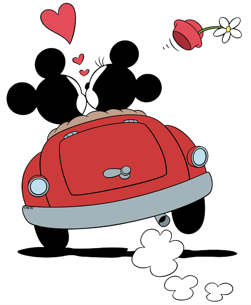 Disney Clipart Valentines Day - Mickey And Minnie Car (500x606), Png Download