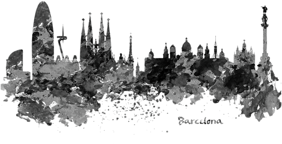 Bleed Area May Not Be Visible - Black Skyline Barcelona (600x388), Png Download