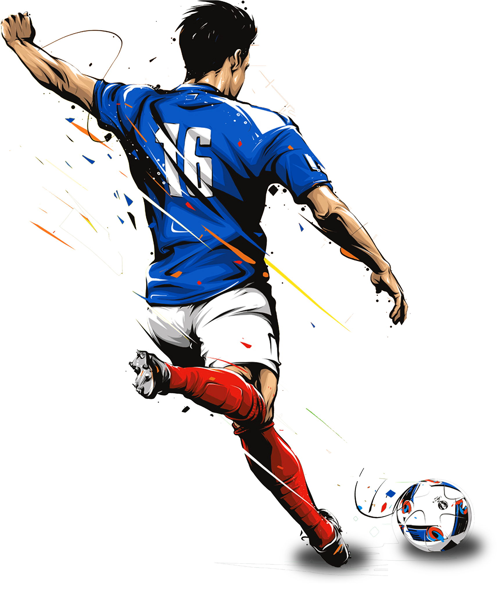 Hand Drawn Cartoon Character Kicking Ball Decoration - 2018 World Cup (2136x2292), Png Download