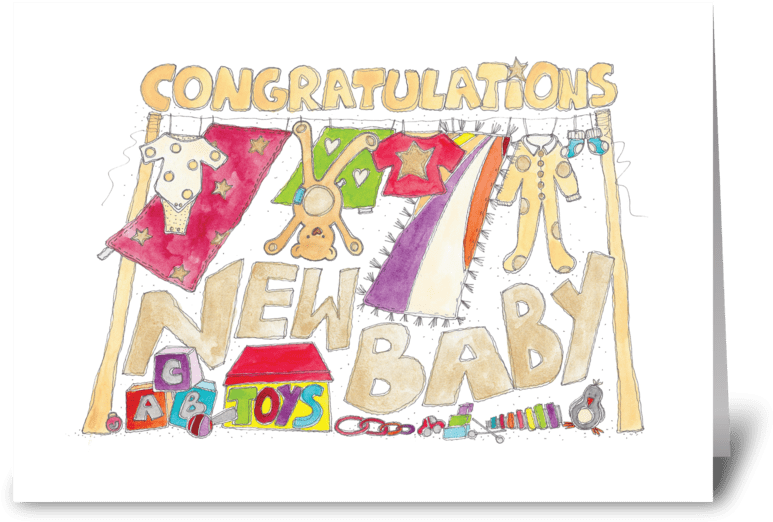 New Baby Greeting Card - Glückwünsche - Neues Baby Karte (848x698), Png Download
