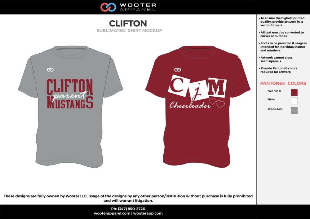 Clifton Cool Gray Maroon White Custom Design T-shirts - Jersey (1000x707), Png Download