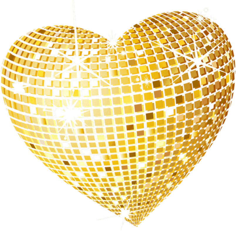 Gold Disco Heart Png Clipart Picture - Gold Heart Transparent Background (600x587), Png Download