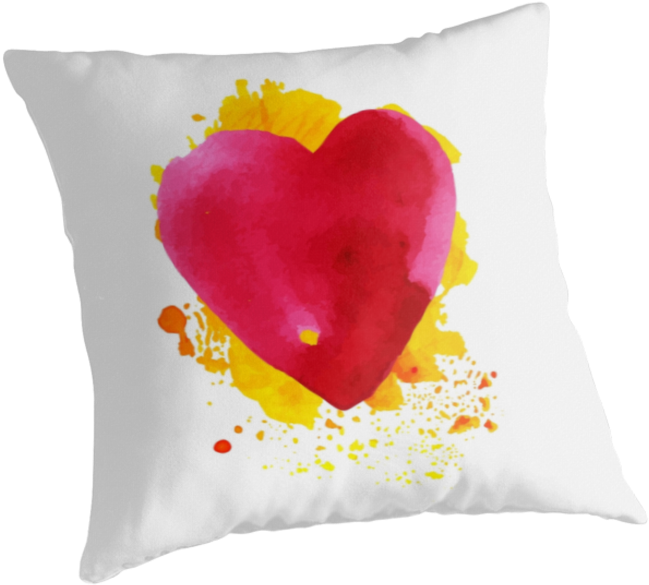 'watercolor Red Heart' Throw Pillow By Olga Matskevich - Devons Designs University Of Maryland Terrapins Throw (875x875), Png Download