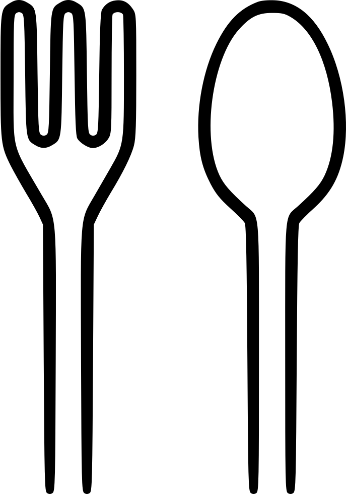 Spoon Fork Png - Spoon And Fork Clipart Black And White (687x980), Png Download