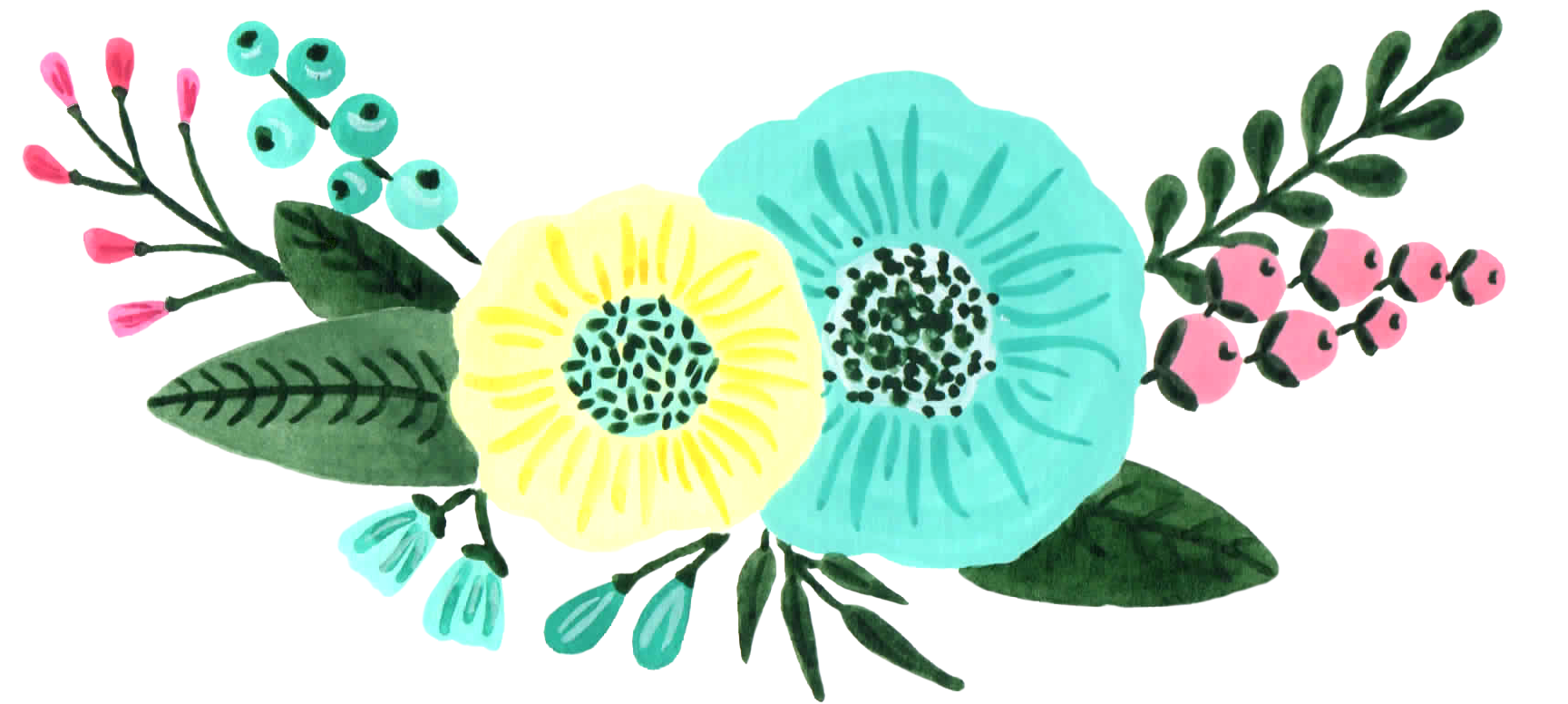 Mint Green And Turquoise Floral Custom Design - Design (1728x1036), Png Download