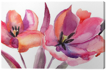 Tulips Flowers, Watercolor Painting Canvas Print • - Watercolor Painting (400x400), Png Download