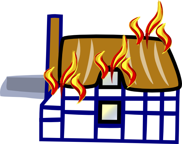 House Clipart Fire - Burning House Clip Art (600x474), Png Download