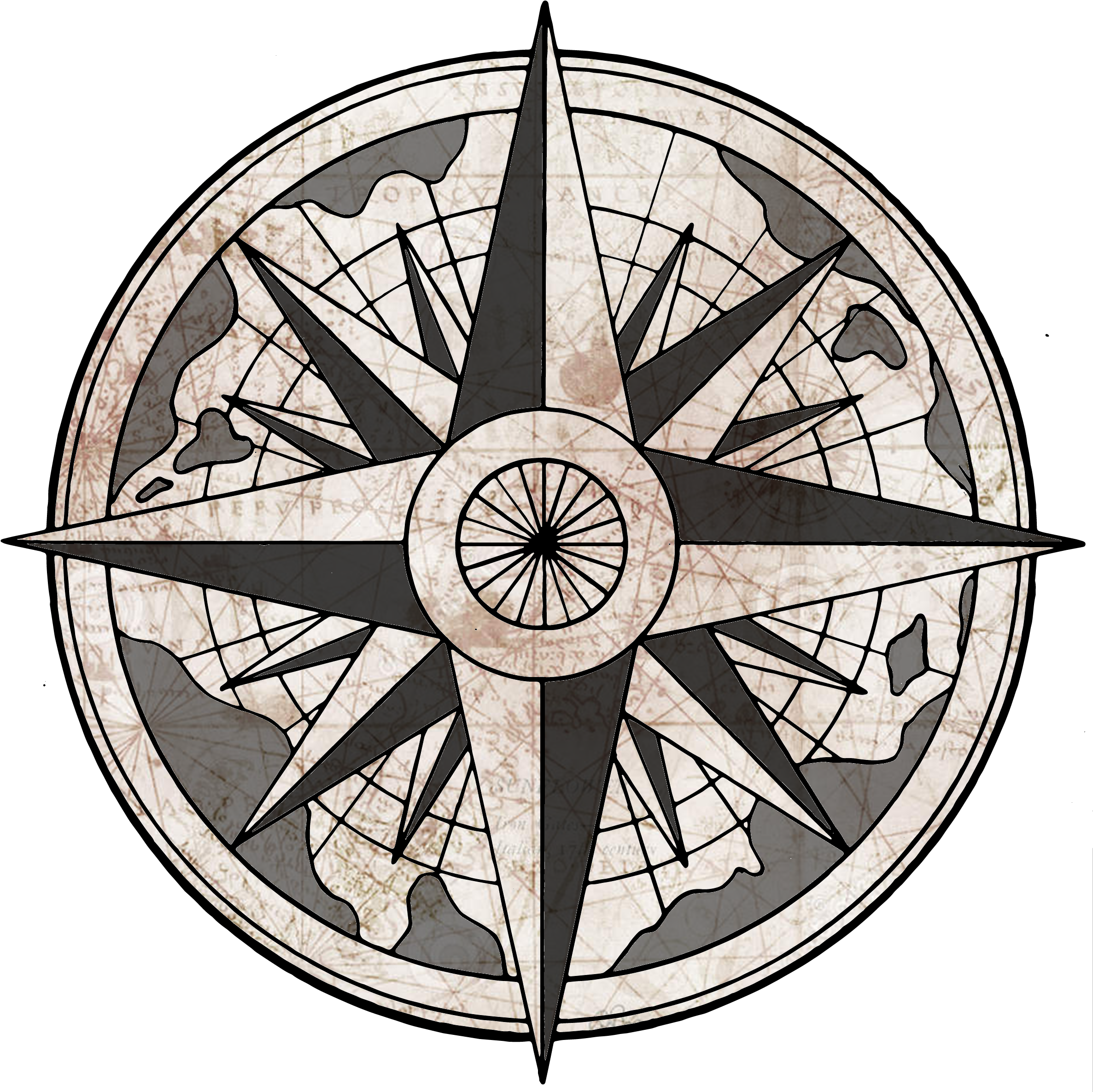 Rose Gm Info - Old Compass Drawing Transparent (2382x2382), Png Download