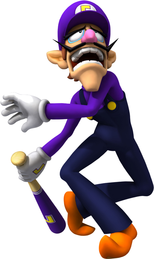 Waluigi - Mario Super Sluggers (522x871), Png Download