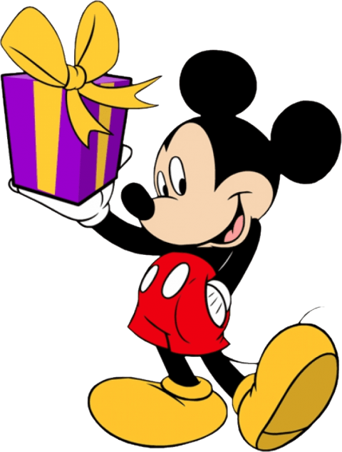 Free Png Mickey Mouse Png Images Transparent - Mickey Mouse With Gift (480x633), Png Download