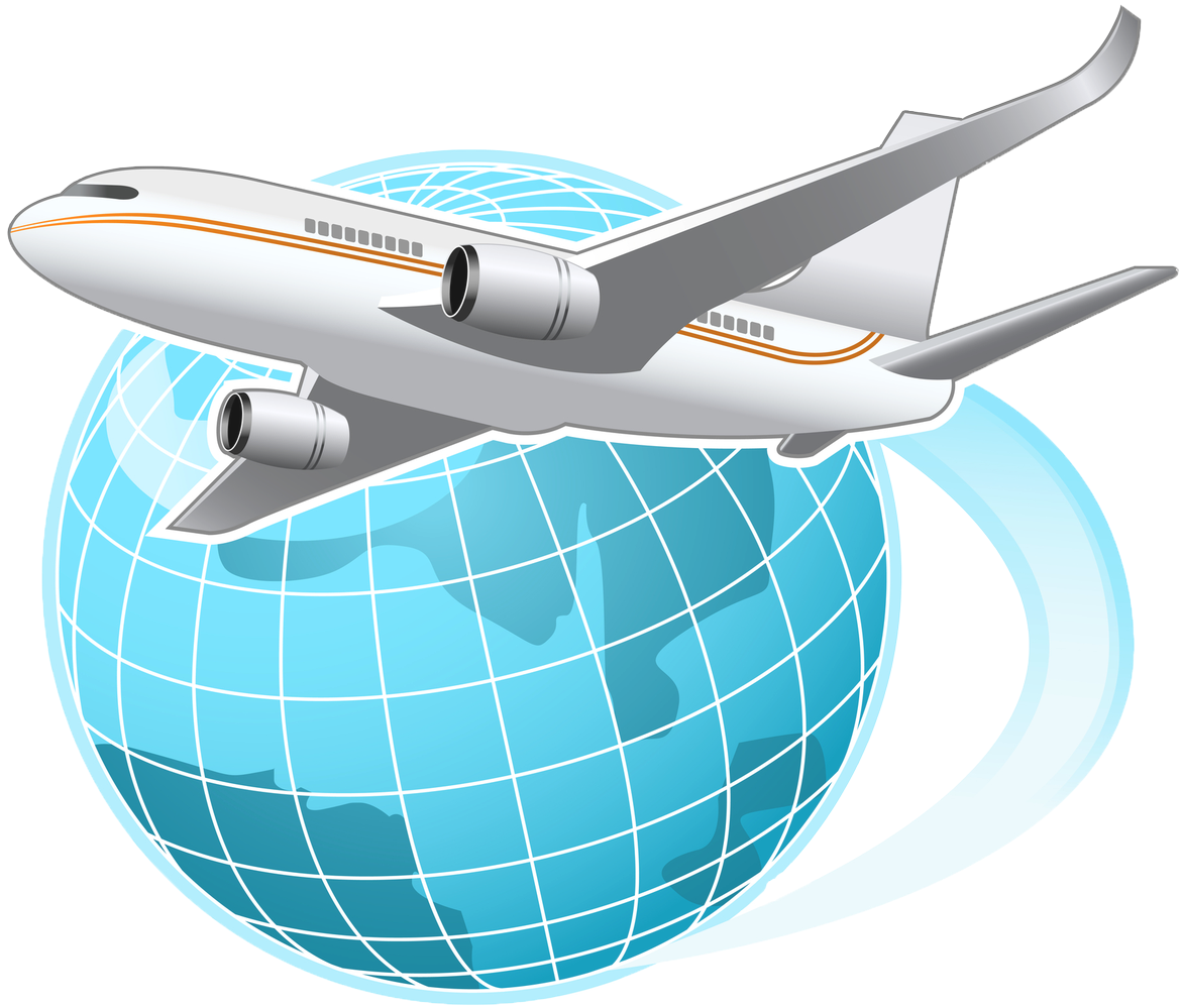 Vector Transparent Download Airplane Vacation Clipart - Globe With Airplane Png (1144x1010), Png Download