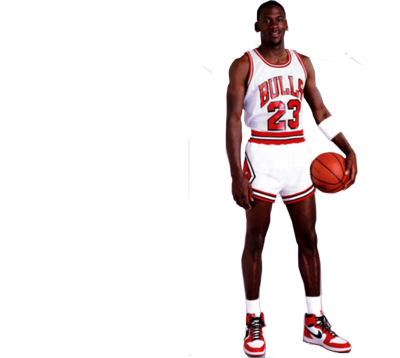 Michael Jordan Png Picture - Michael Jordan In Jordans 1 (400x358), Png Download