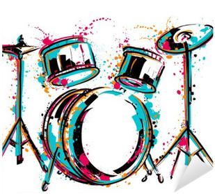 Drum Kit With Splashes In Watercolor Style - Colorful Drums (400x400), Png Download
