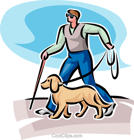 Blind Person Walking Royalty Free Vector Clip Art Illustration - Blind Man With Dog (459x480), Png Download